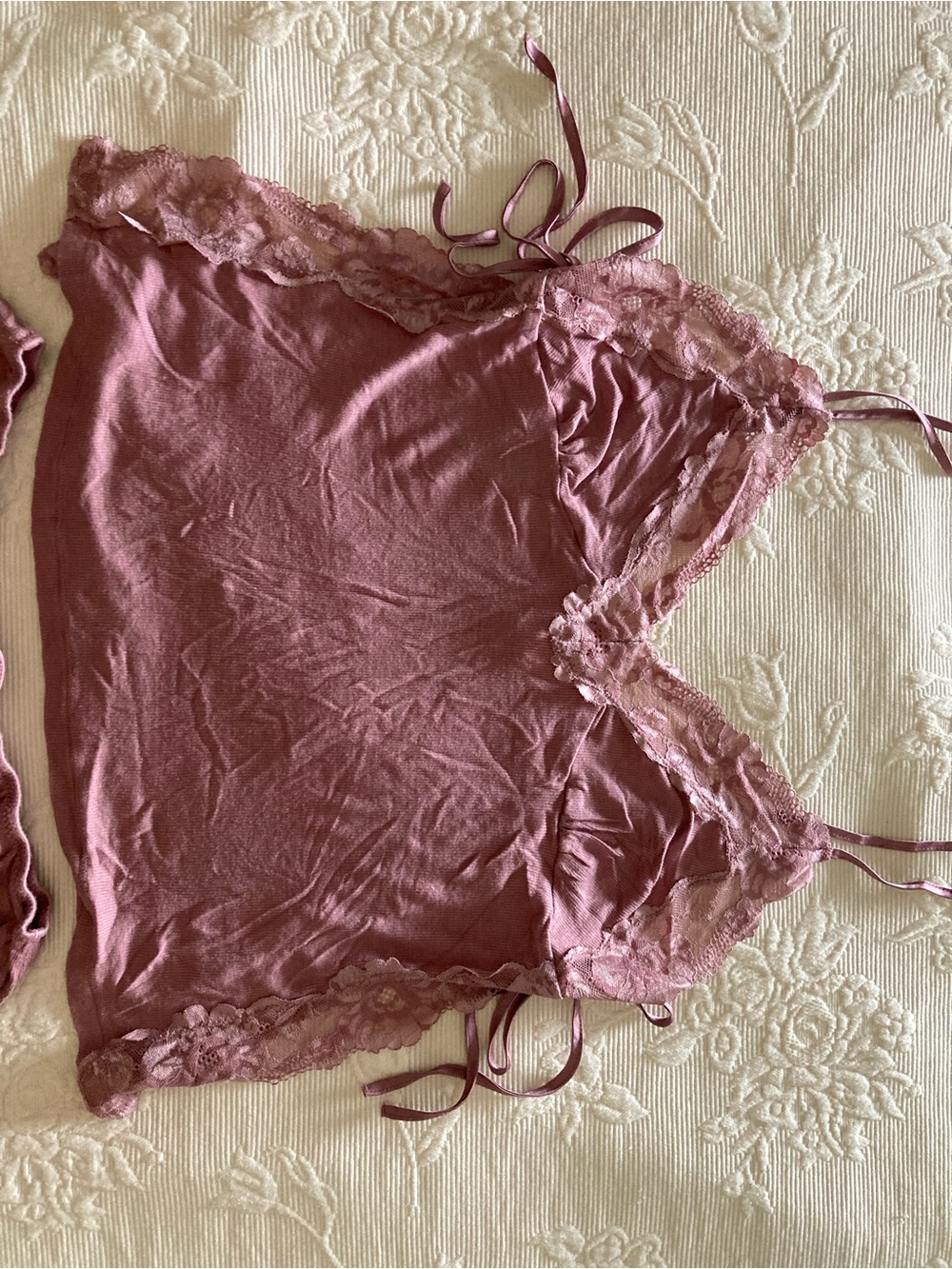Victoria's Secret Dusty Rose Lace-Trim Cami & Short Pajama Set - Picture 3 of 7